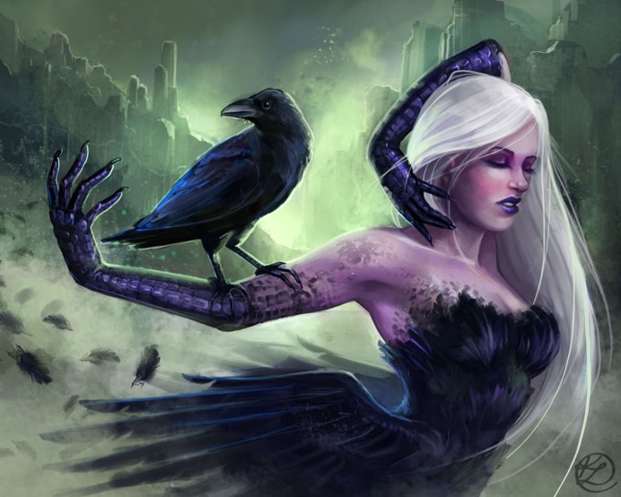 Девушка индеец с птицей