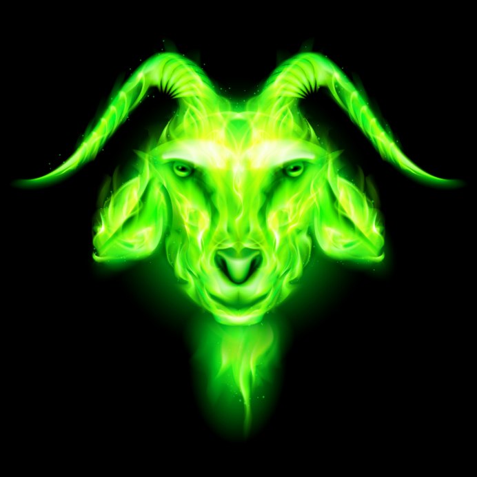 Козел на зеленом фоне