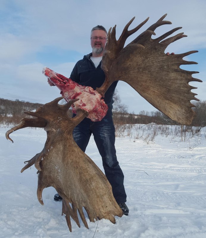 Лось с огромными рогами