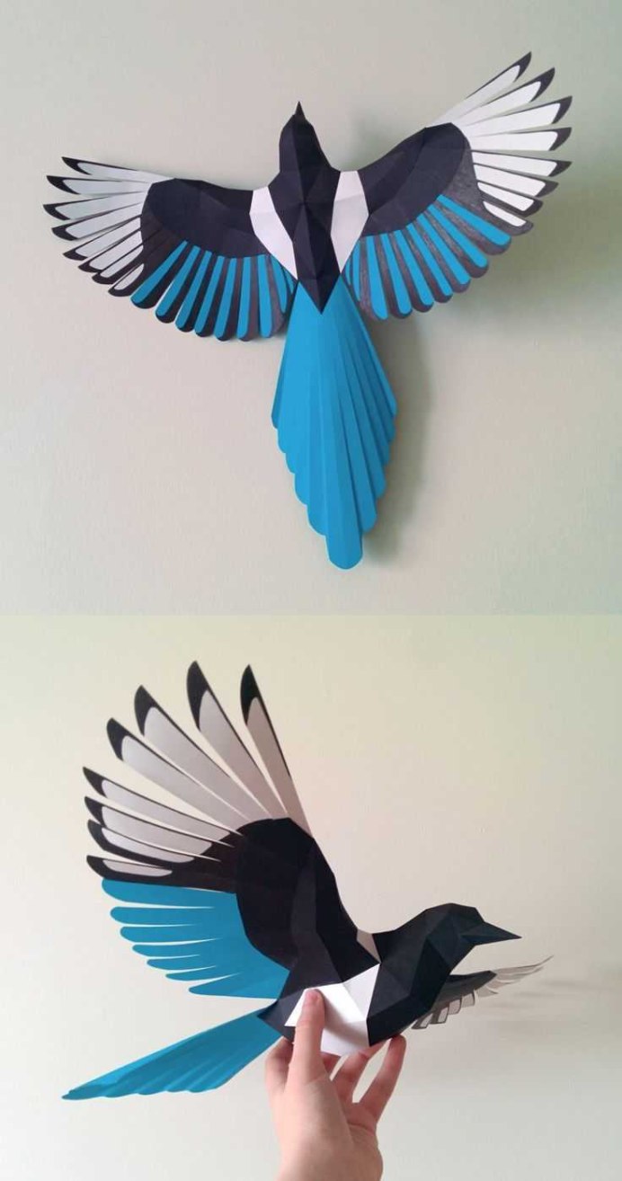 Объемные птицы из цветной бумаги