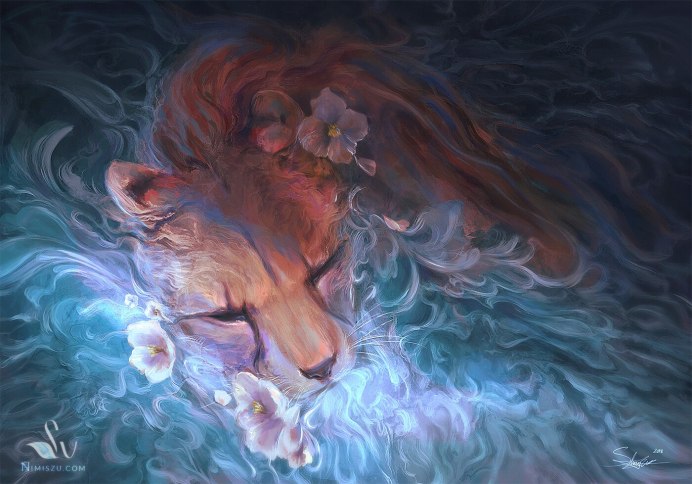 Лев в воде