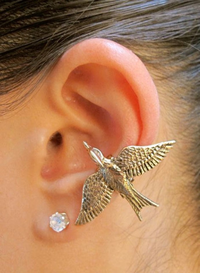 E355 серьга кафф Raven Ear-Wing