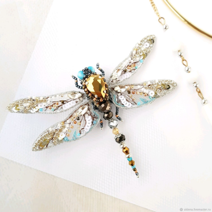 Стрекоза гуччи брошь