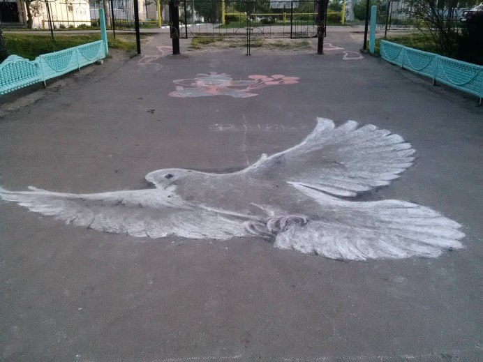 Голубь клюет
