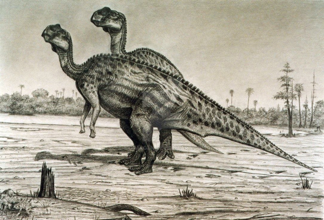 Ископаемые рептилии. Kritosaurus. Исторические динозавры. Старинные изображения динозавров. Динозавры арт.