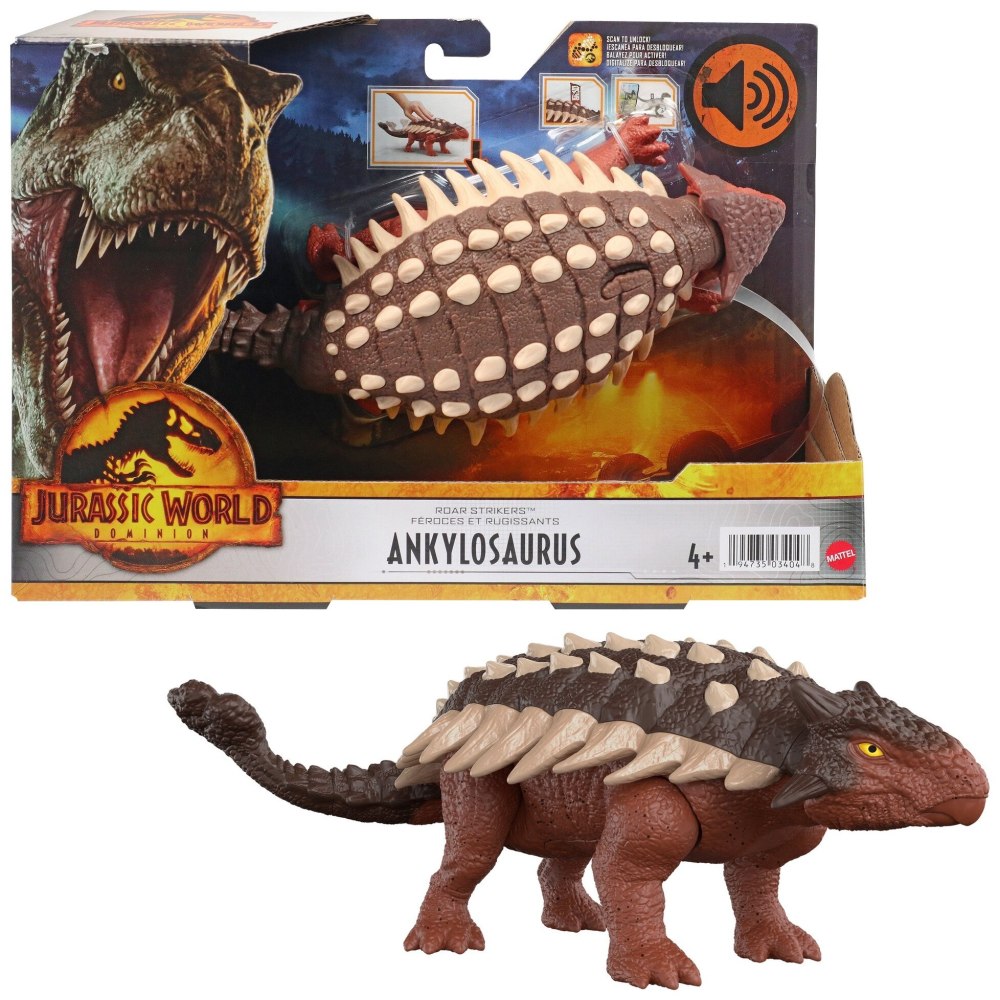 Фигурка Mattel Jurassic World новые рычащие динозавры hdx17, 17 см Анкилозавр