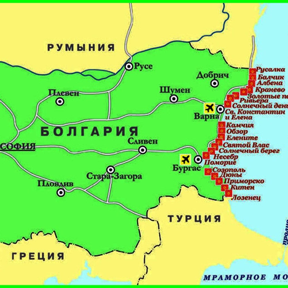 Границы Болгарии на карте