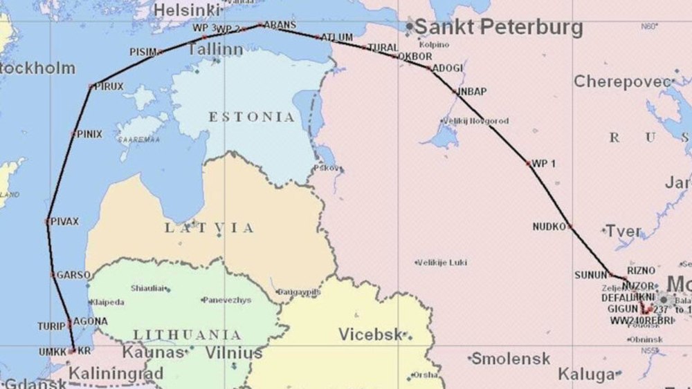 Карта полета в Калининград