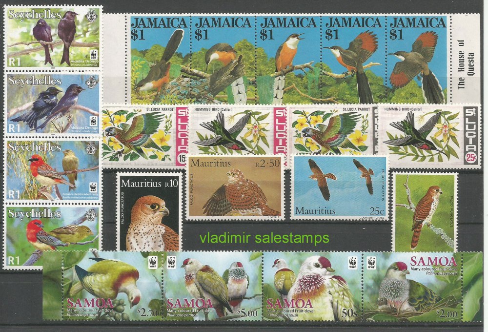 Почтовые марки St Kitts Nevis птицы