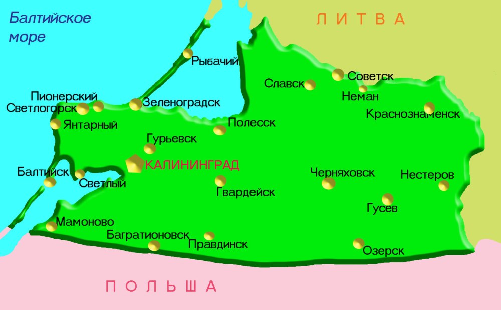 Калининградская область на карте